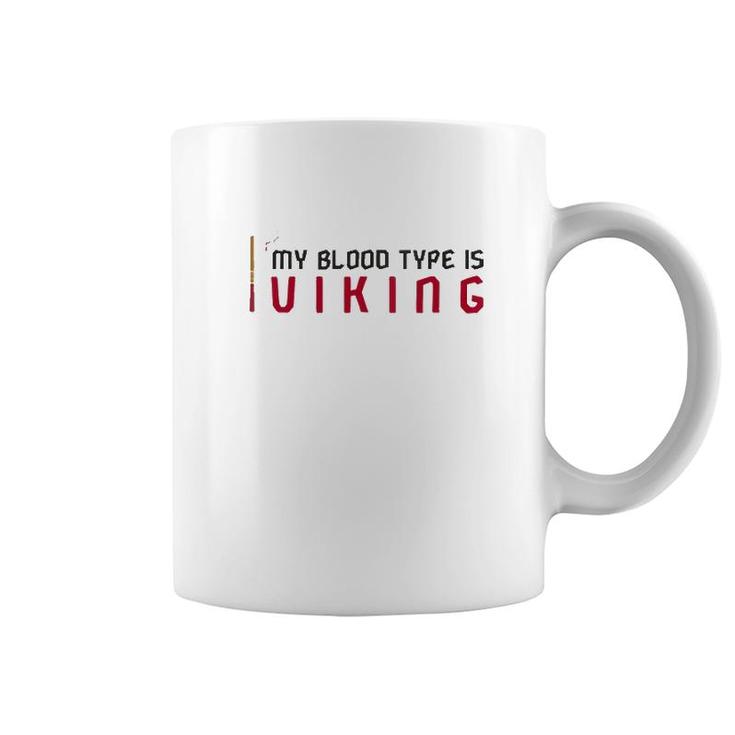Womens My Blood Type Is Viking Funny Norse Mythology God Gift V-Neck Coffee Mug