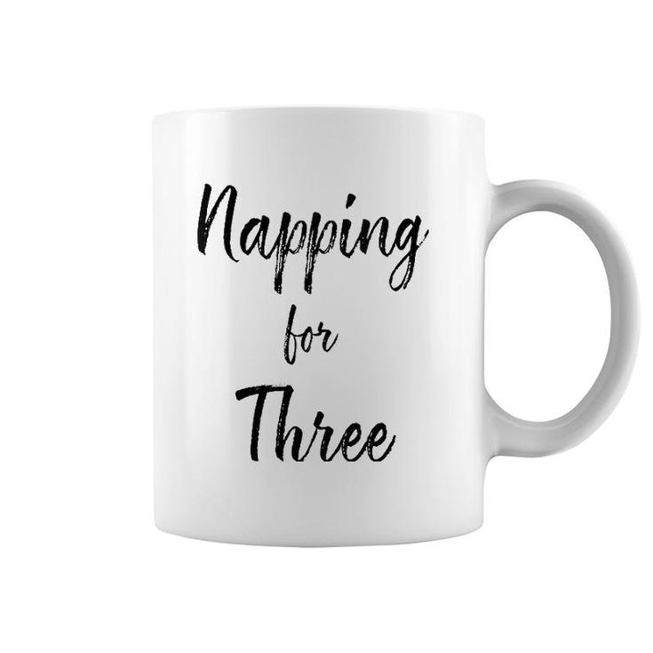 Womens Napping For Three , Funny Twin Pregnancy, Gifts For Mom V-Neck Coffee Mug