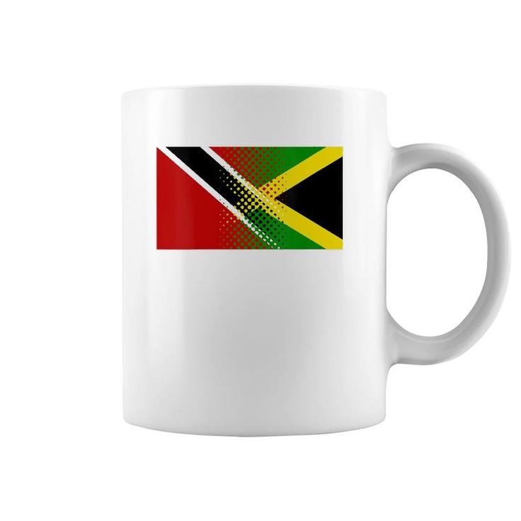 Womens Proud Jamaican Trinidadian Gift Trinidad And Jamaica Flag V-Neck Coffee Mug
