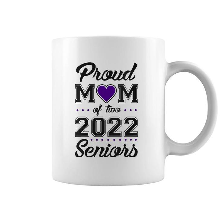 Womens Proud Mom Of Two 2022 Seniors Class Of 2022 Mom Of Two V-Neck Coffee Mug