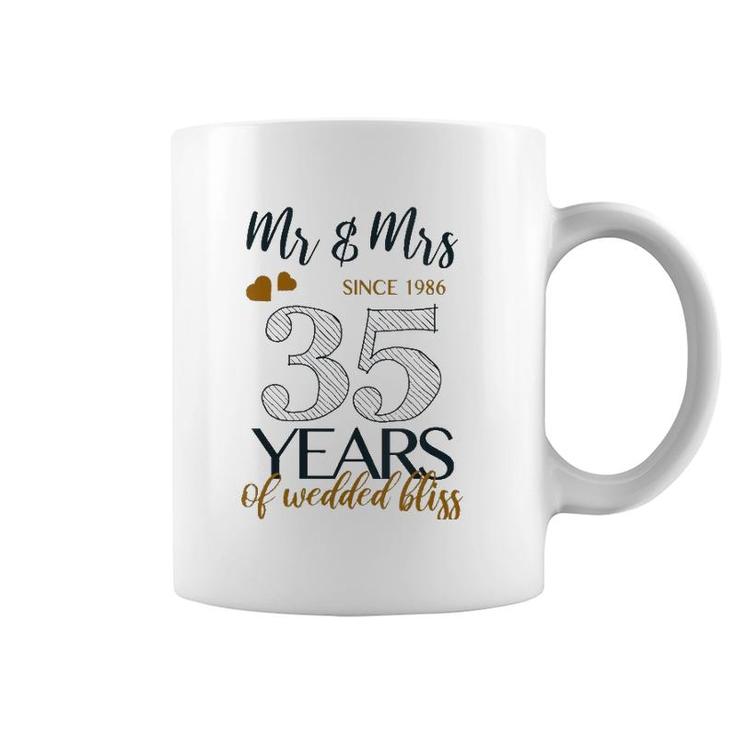 Womens Romantic Mr & Mrs Since 1986 35Th Wedding Anniversary V-Neck Coffee Mug