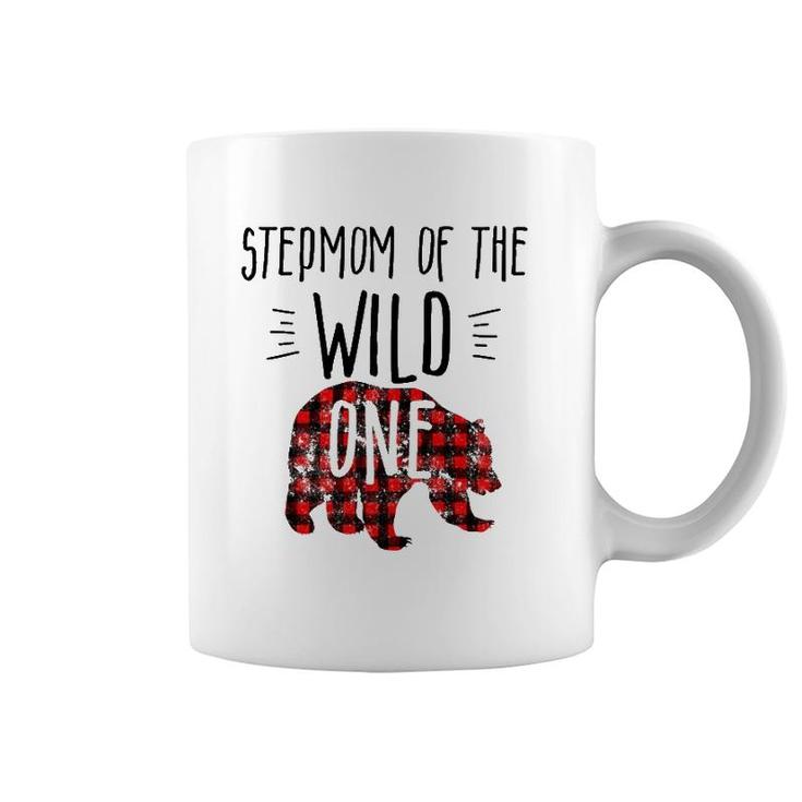 Womens Stepmom Of Wild One Buffalo Plaid Lumberjack 1St Birthday Coffee Mug
