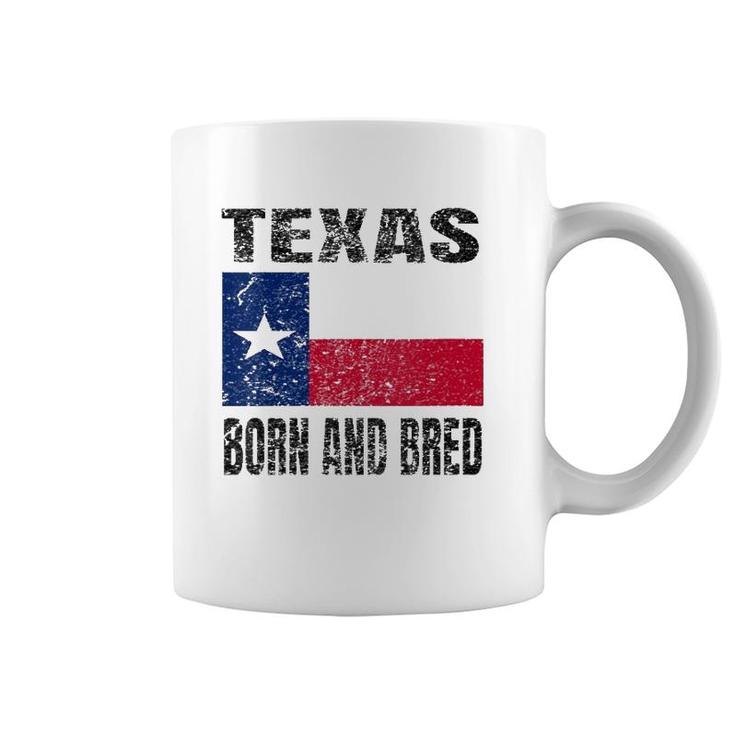 Womens Texas Born And Bred - Vintage Texas Flag V-Neck Coffee Mug