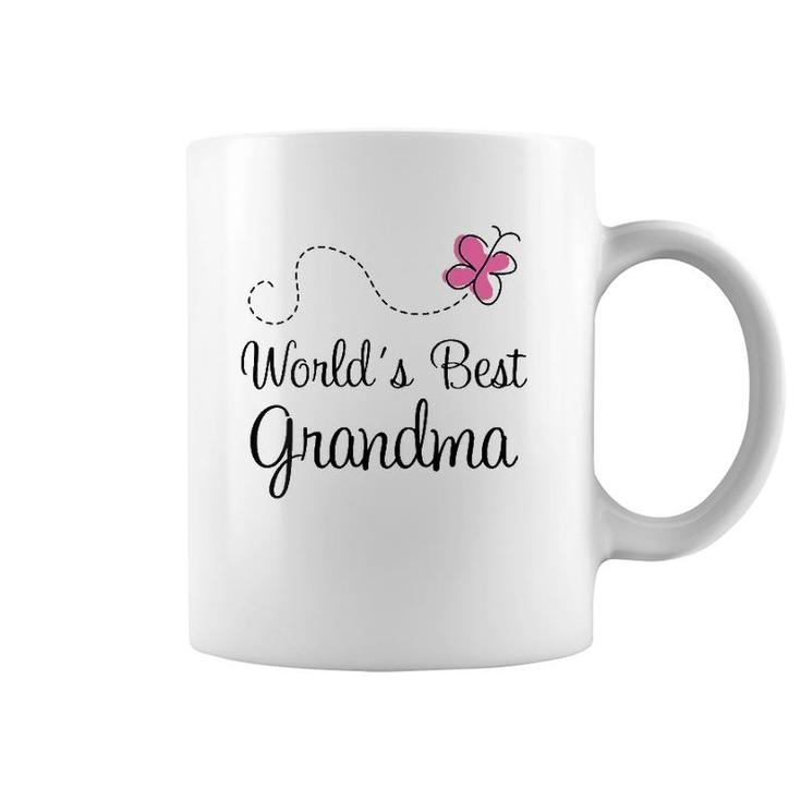 Womens World's Best Grandma Gift For Grandmother V-Neck Coffee Mug