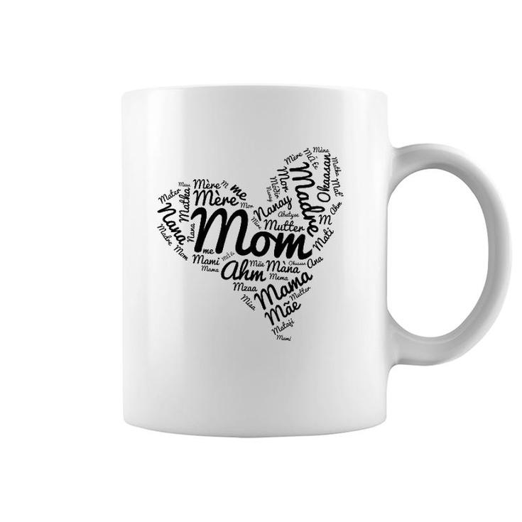 Word Art Heart Mom Mother's Day International Coffee Mug