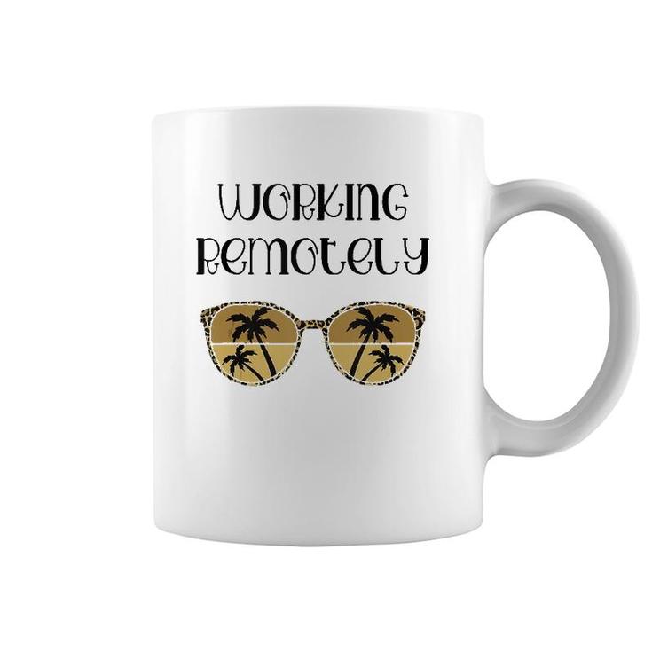 Working Remotely Work From Home Office Leopard Palm Tree  Coffee Mug