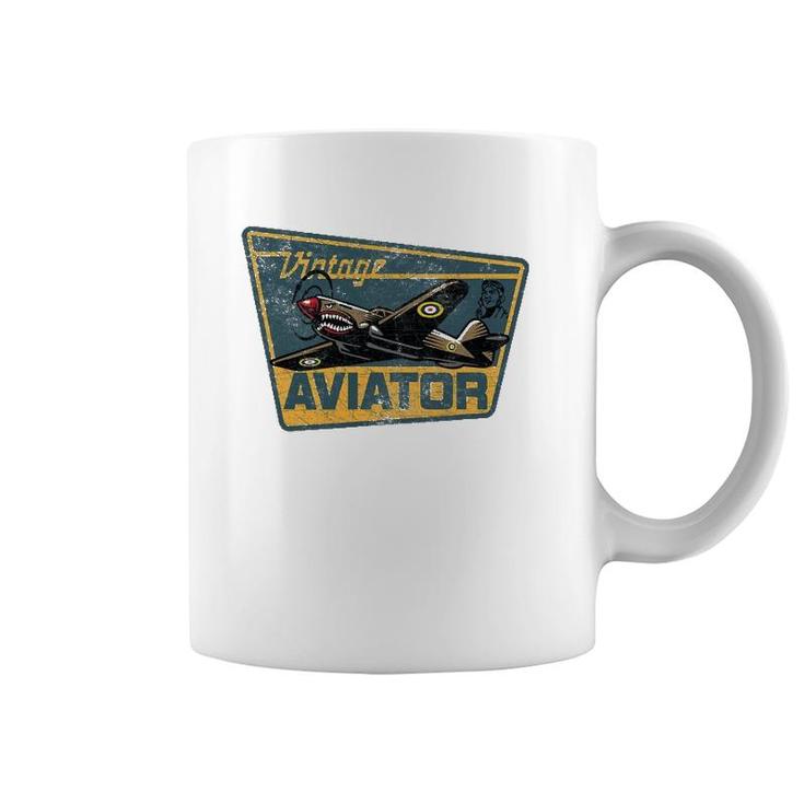 Ww2 Vintage Aviator Airplane Aircraft Pilot P40 Warhawk Gift Coffee Mug