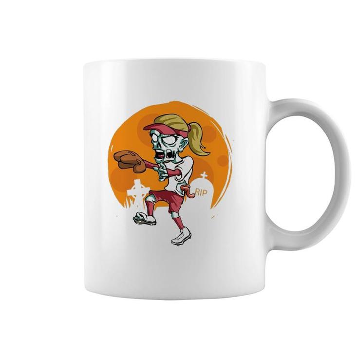 Zombie Softball Funny Sports Halloween Gift Coffee Mug