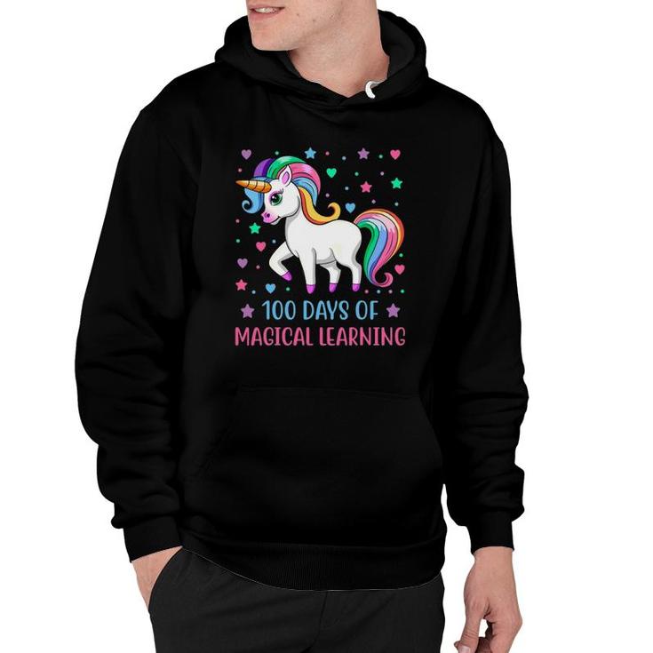 100 Days Of Magical Learning Unicorn 100 Days Of School Girl Hoodie