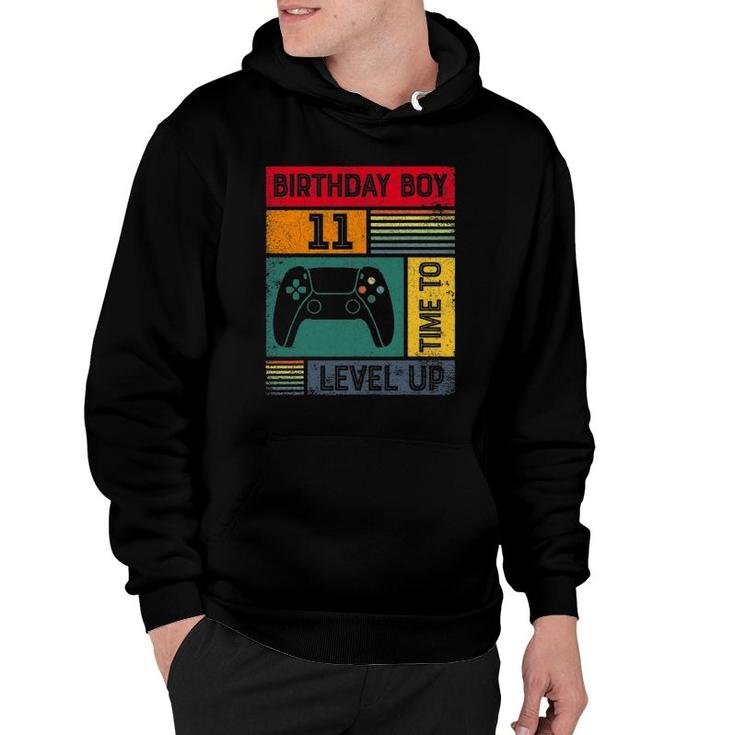 11 Years Old 11 Birthday Boy Time To Level Up Gamer Birthday Hoodie
