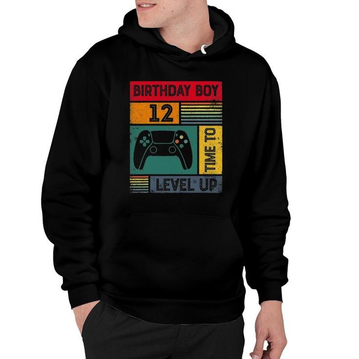 12 Years Old 12Th Birthday Boy Time To Level Up Gamer Birthday Hoodie