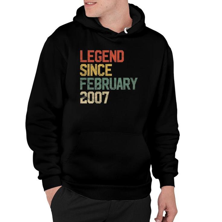 15 Years Old Gifts Legend Since February 2007 15Th Birthday Hoodie