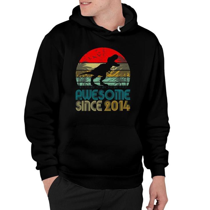 7Th Birthday Dinosaur Awesome Since 2014 Gifts 7 Years Old Hoodie