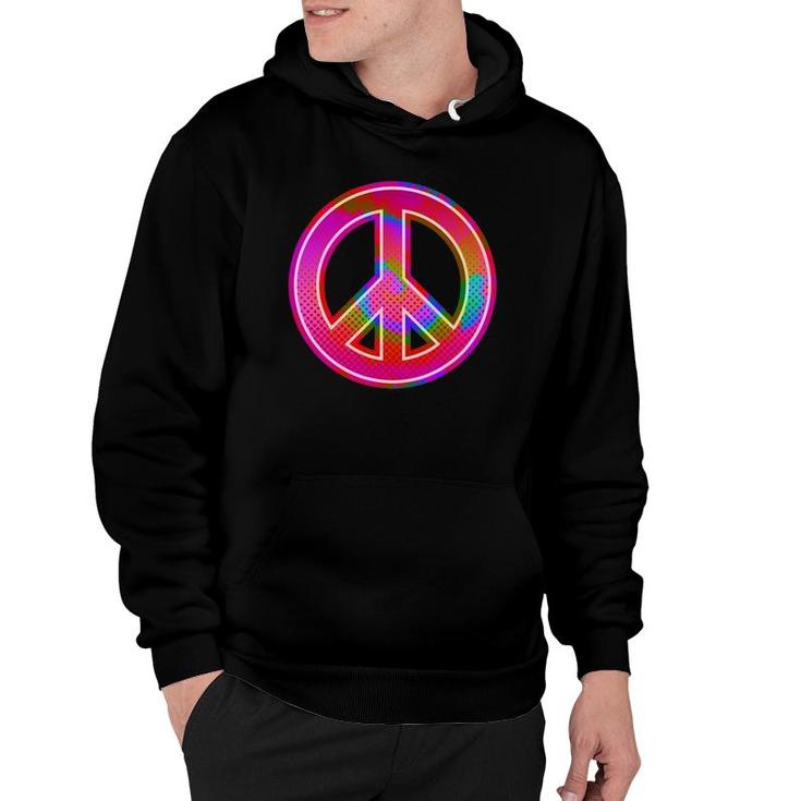 90S Rave  Psychedelic Tie Dye Hippie Peace Sign Hoodie