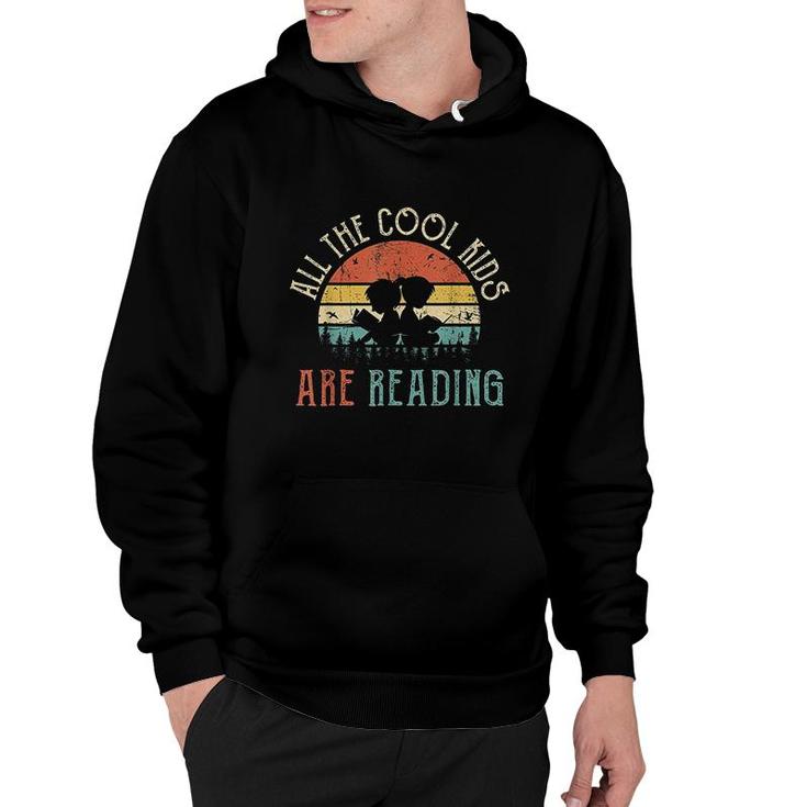 All The Cool Kids Are Reading Book Vintage Reto Sunset  Hoodie