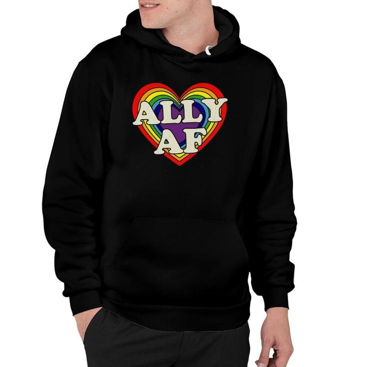 Ally Af - Gay Pride Month  - Lgbt Heart Rainbow Hoodie