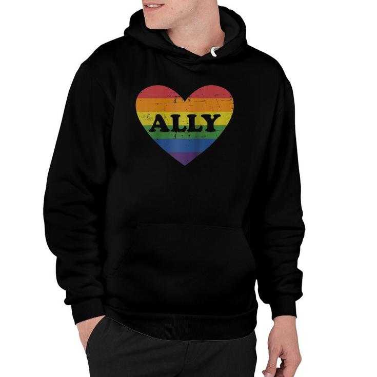 Ally Rainbow Flag Heart For Lgbt Gay And Lesbian Support Raglan Baseball Tee Hoodie
