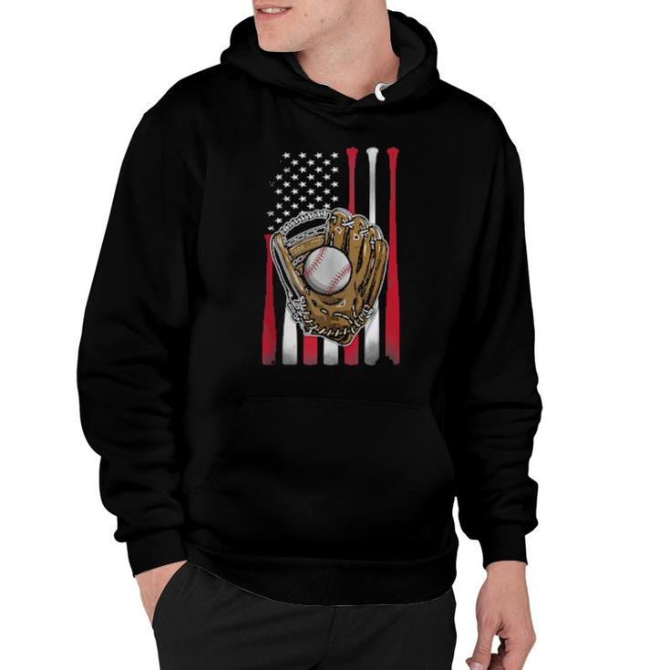 American Flag Sports Proud Baseball Player 4Th Of July  Hoodie