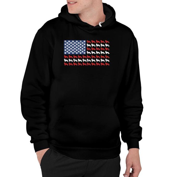 American Flag Usa Rough Collie 4Th Of July With Dog Paw Hoodie