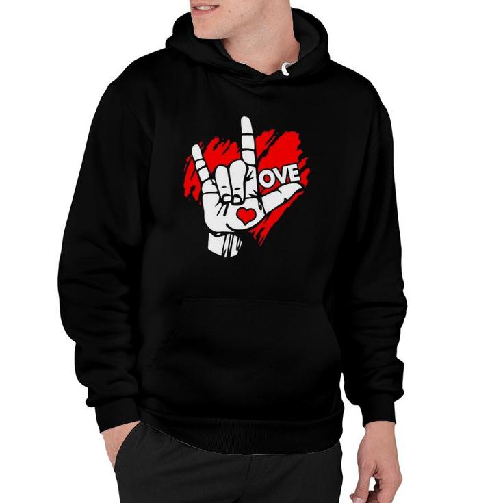 American Sign Language I Love You Red Heart Hoodie