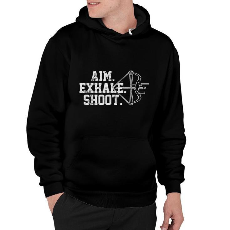 Archery   Aim Exhale Shoot Bow Hunting Archer Gift Hoodie
