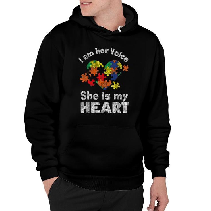 Autism Awareness I Am Her Voice Mom Dad Family Autistic Kids Hoodie