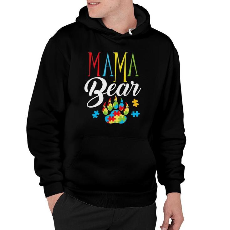 Autism Mama Bear Paw Puzzle Piece Child Womens Autistic Hoodie