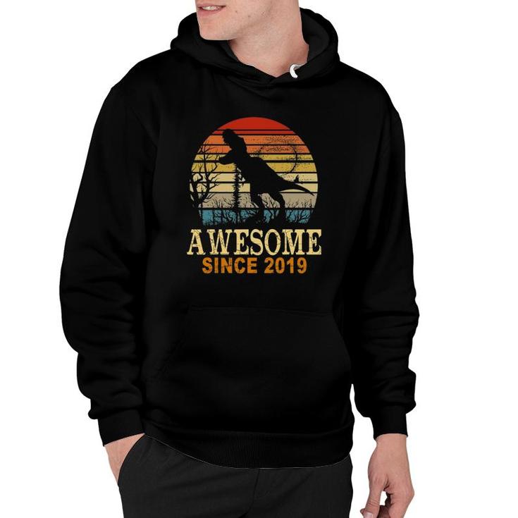 Awesome Since 2019 Dinosaur 2 Years Old 2Nd Birthday Hoodie