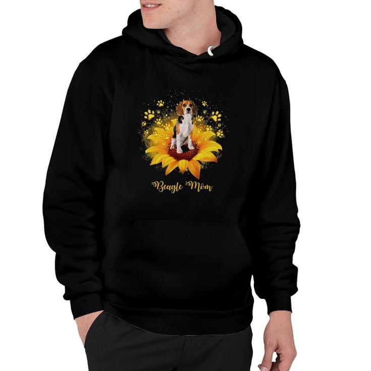 Beagle Mom Sunflower With Dog Paw Mother's Day Hoodie