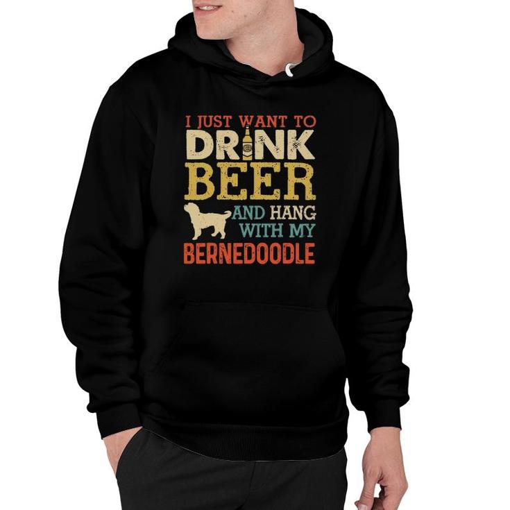 Bernedoodle Dad Drink Beer Hang With Dog Funny Men Vintage Hoodie