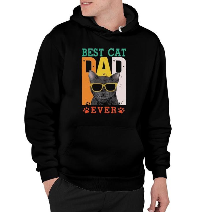 Best Cat Dad Ever Cat With Sunglasses Father's Day Dog Paw Retro Hoodie