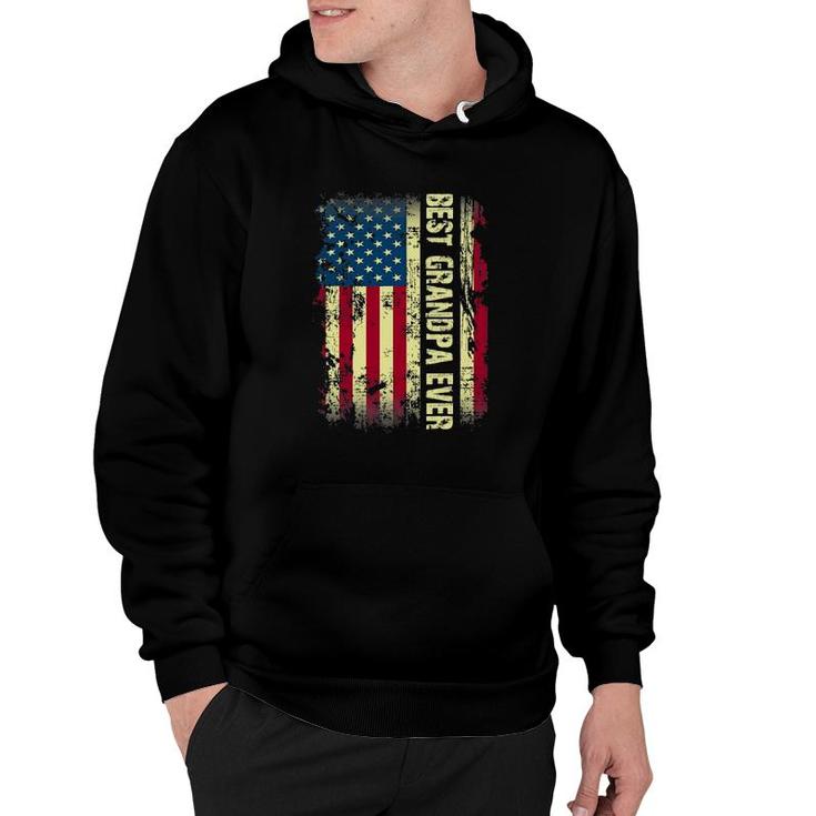 Best Grandpa Ever Vintage American Flag Gift Fathers Day Tee Hoodie