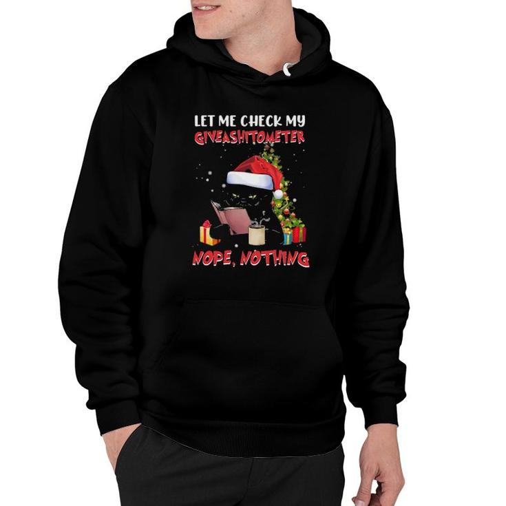 Black Cat Reading Book Let Me Check My Giveashitometer Nope Nothing Christmas Hoodie