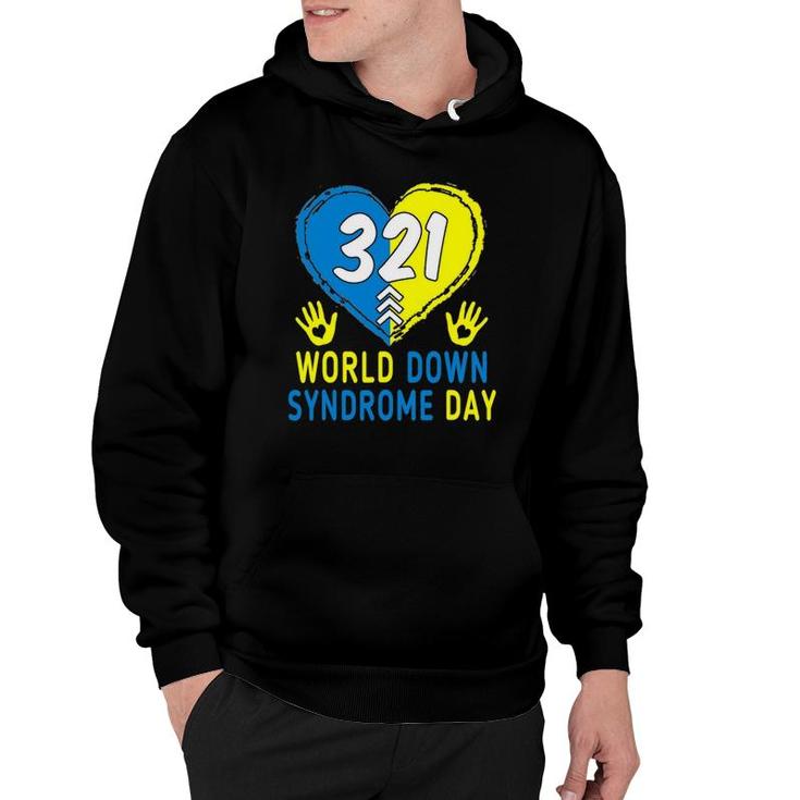 Blue Yellow Heart 21 World Down Syndrome Awareness Day Hoodie