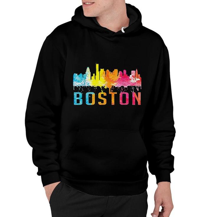 Boston Massachusetts Retro Watercolor Hoodie