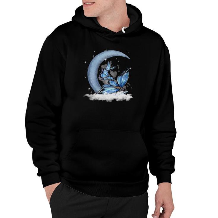 Butterfly Sleeping With Moon, Crescent Moon , Butterfly Sit On The Crescent Moon  Hoodie