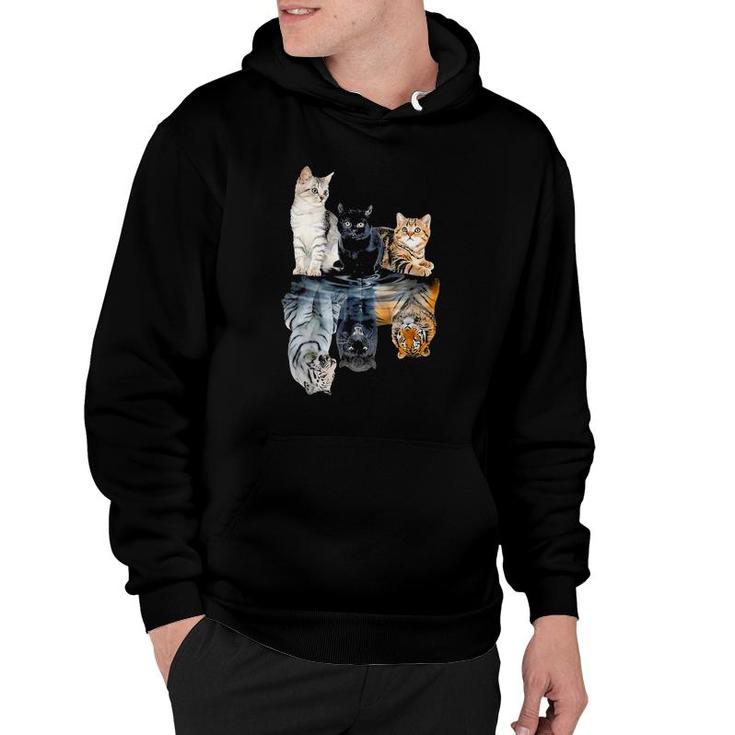 Cats Lover Cat Water Reflection Cats Tigers Hoodie