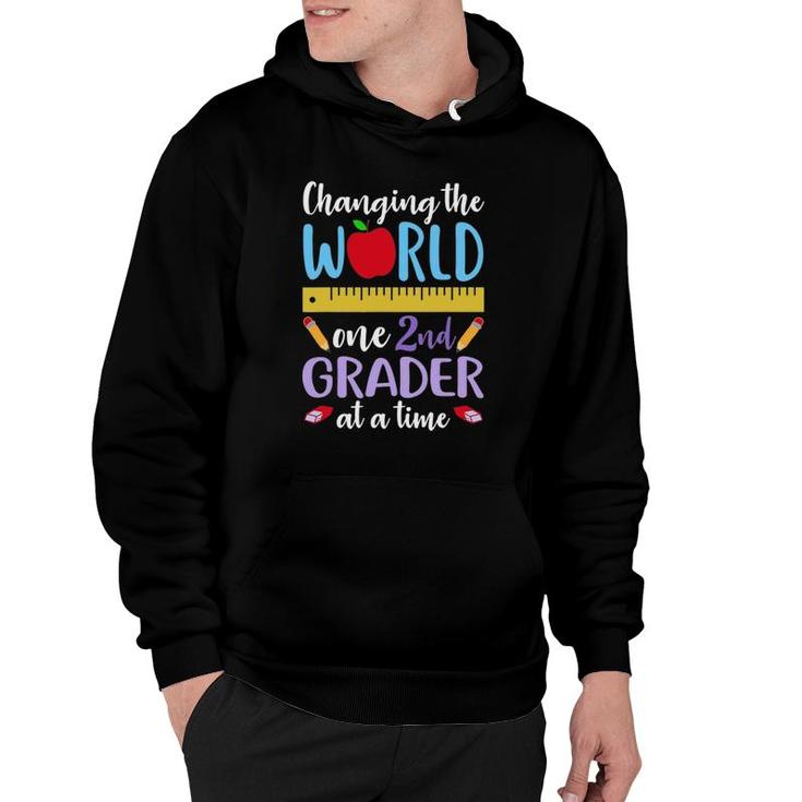 Changing World One 2Nd Grader At A Time Second Grade Teacher Hoodie