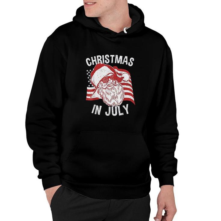 Christmas In July Retro Hipster Santa 4th of July  Hoodie