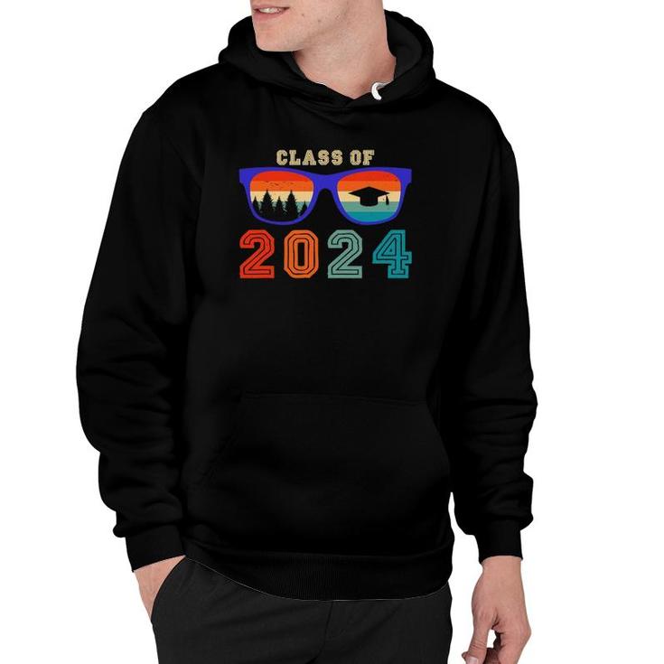 Class Of 2024 Senior Retro School Graduation 2024 Sunglasses Hoodie