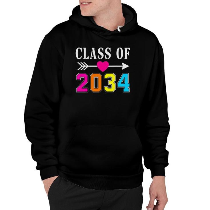 Class Of 2034 Grow With Me Handprints On Back K To 12 Grade Hoodie