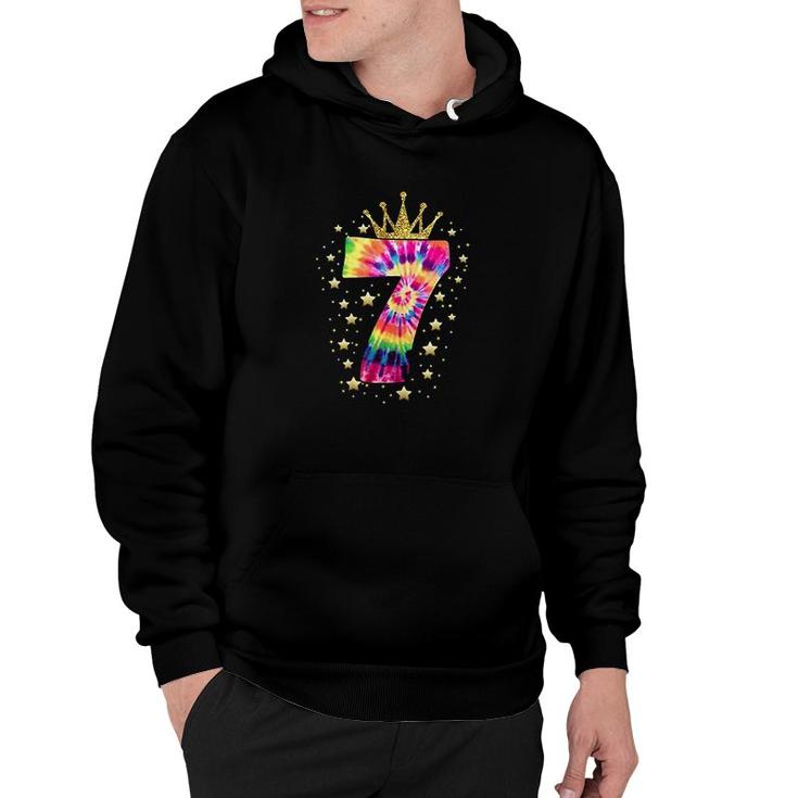 Colorful Tie Dye Number 7 Year Old Girls Boy 7th Birthday  Hoodie