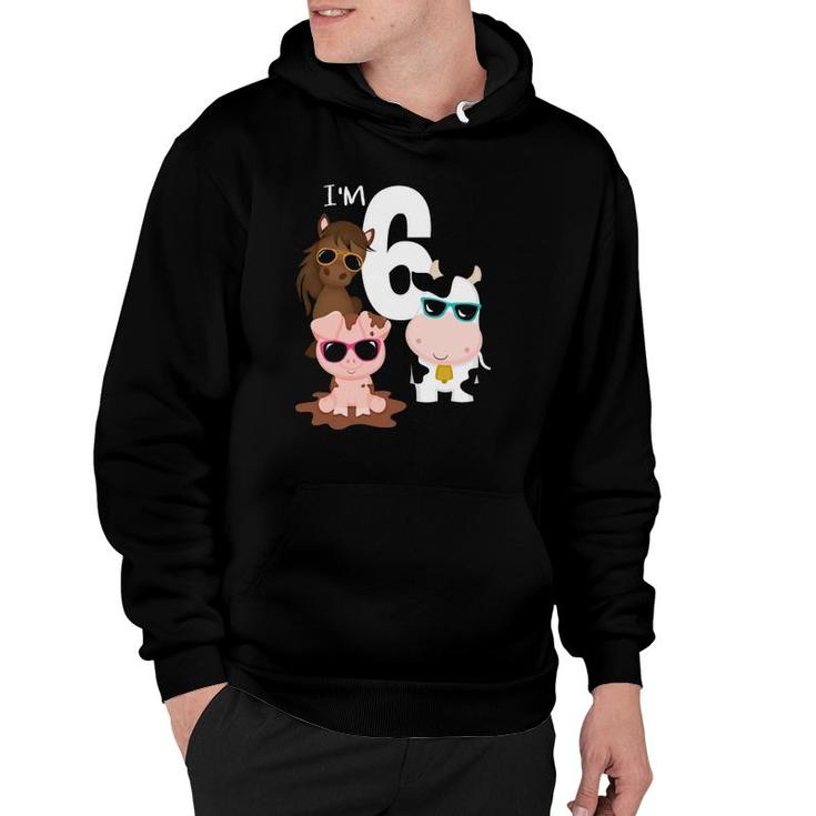 Cool Farm Animals 6Th Birthday Party 6 Years Old Toddler Hoodie