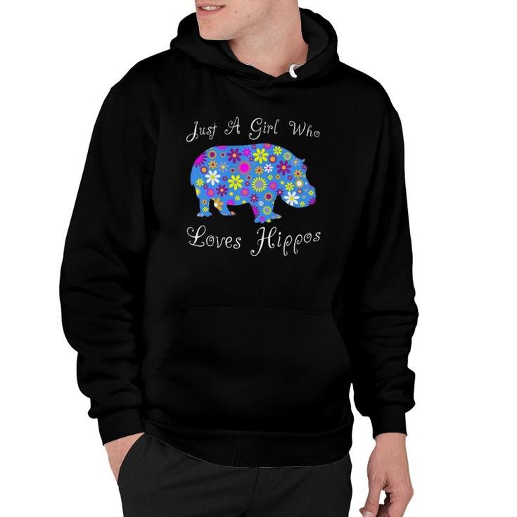 Cute Hippopotamus Gifts Women - Just A Girl Who Loves Hippos Hoodie