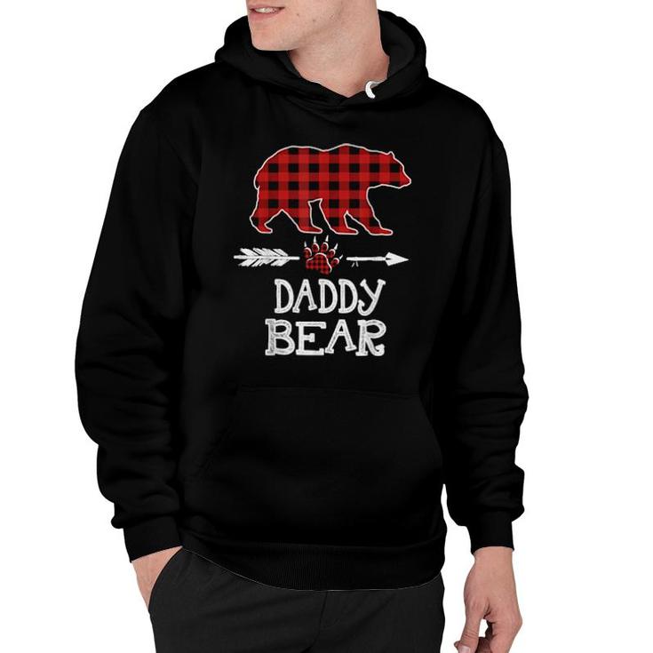 Cutest Dark Red Pleid Xmas Pajama Family Great Daddy Bear  Hoodie
