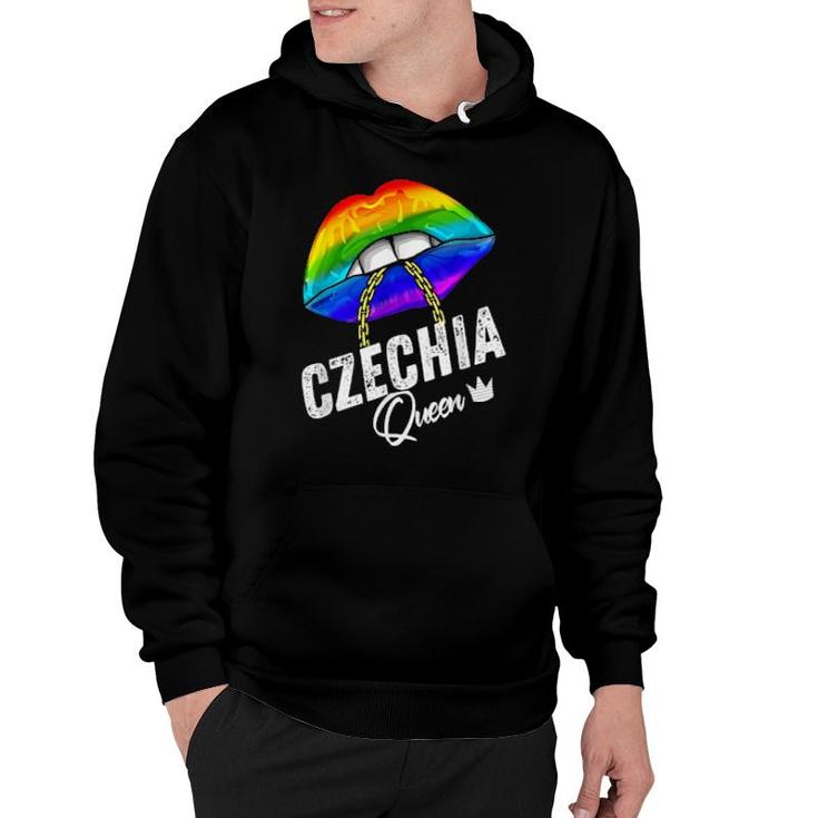 Czechia Lgbtq Gay Pride Flag Lips Rainbow  Hoodie