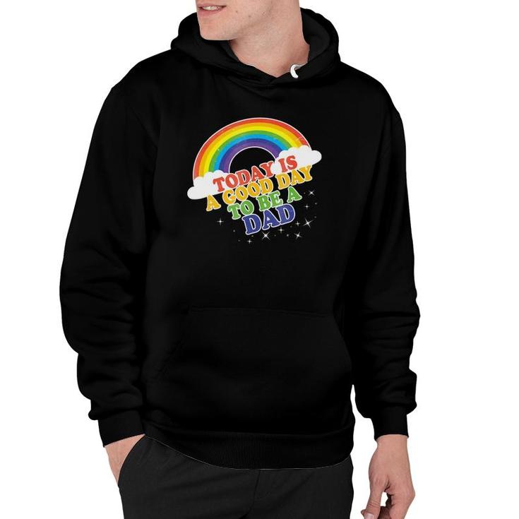 Dad For Men Baby Announcement Rainbow Fathers Gift Hoodie