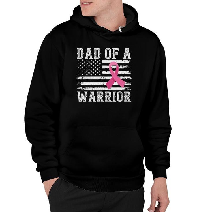 Dad Of Warrior Breast Cancer Usa Flag Pink Ribbon Vintage Hoodie