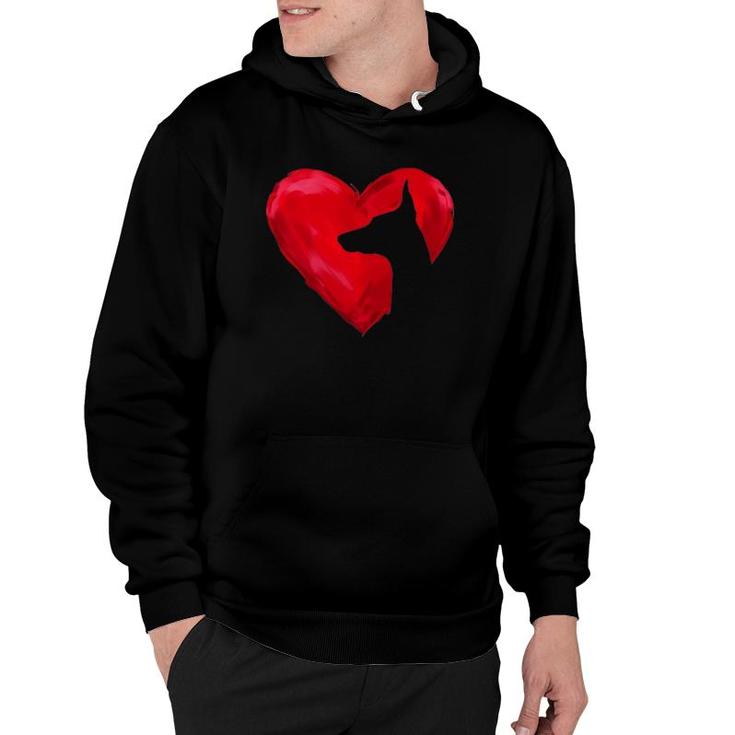 Doberman Heart Silhouette Valentine's Day Dog Lover Gift Hoodie