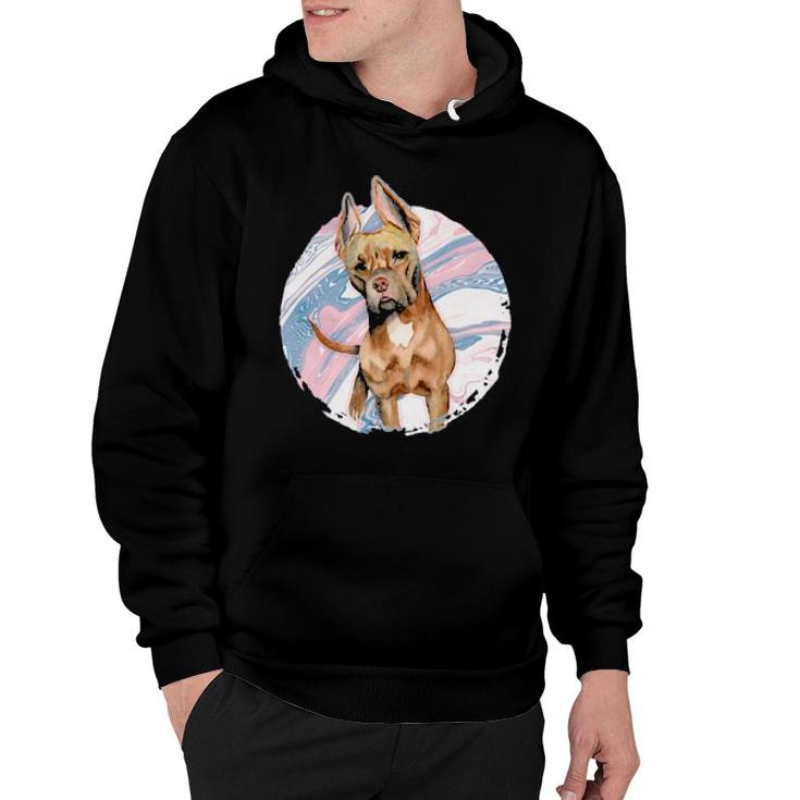 Dog Cute Pit Bull Terrier Dog Pink Blue Marble 411 Paws Hoodie